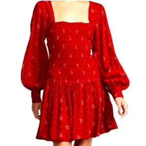 Free People Red Long Sleeve Dress